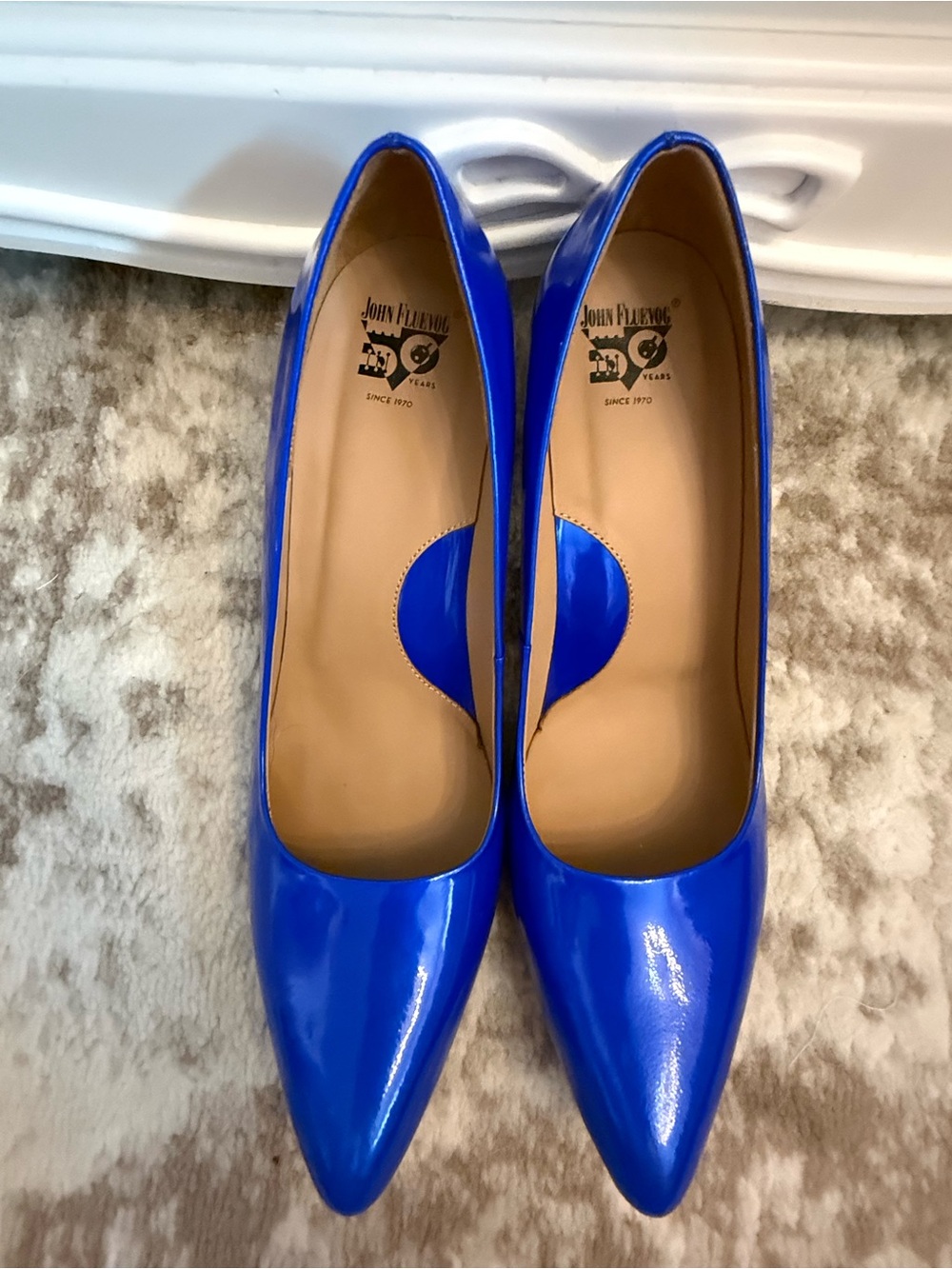 John Fluevog Patent Leather Pumps in Cobalt Blue